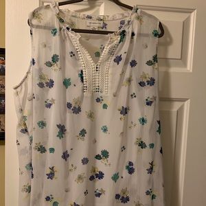 Sleeveless White Floral Top